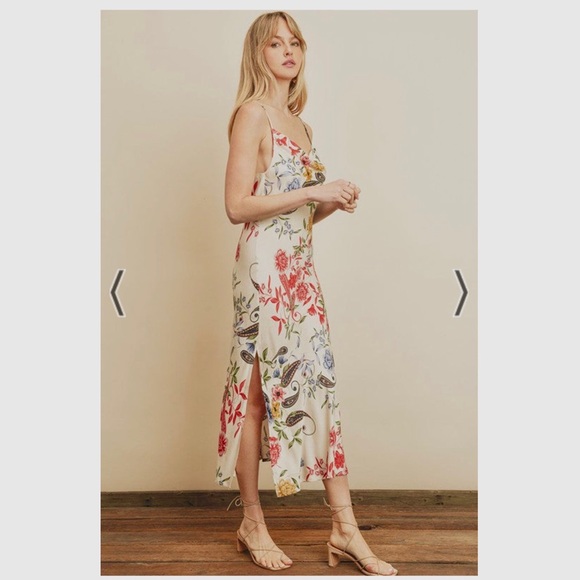 DRESS FORUM FLORAL PAISLEY COWL NECK SLEEVELESS SUMMER MIDI DRESS SIZE MEDIUM - Picture 10 of 16